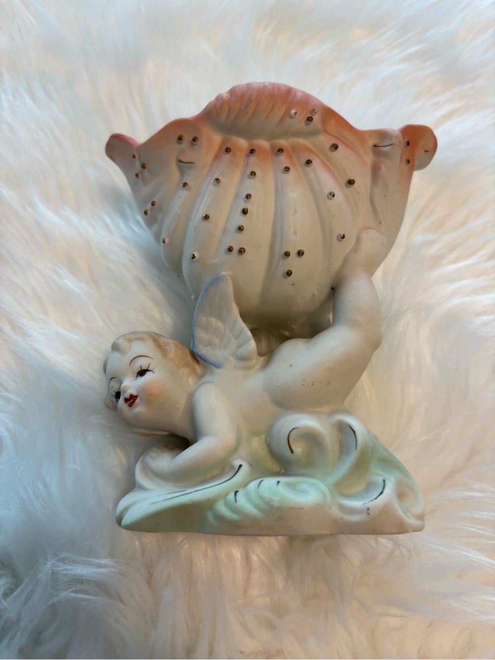 Vintage Occupied Japan 1940’s Porcelain Cherub Shell Planter - trinket dish